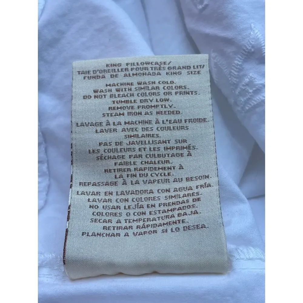 Lauren Ralph Lauren King Size White Pillowcase 100% Cotton Cottage Chic Shabby